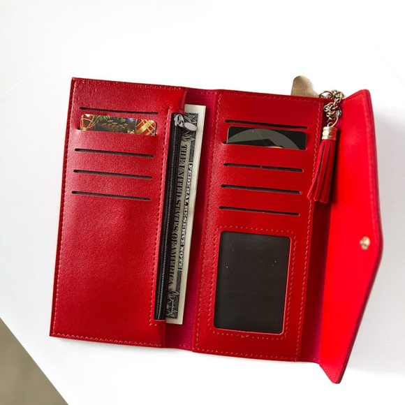 Trifold Tassel Heart Wallets (Color Black) - Picture 7 of 8